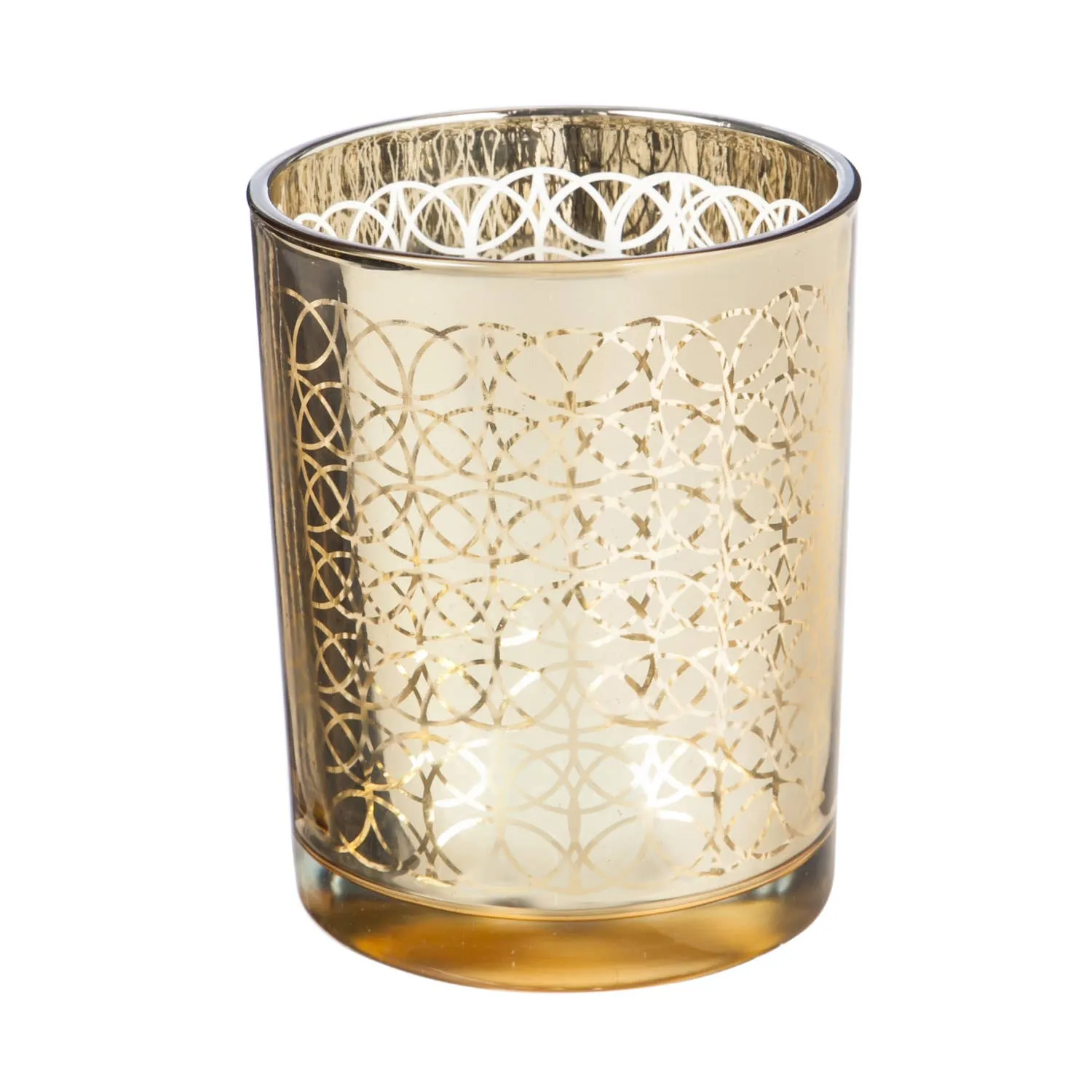 Glass Candle Holder Nested (Set of 2) Dimensional Gold Pattern
