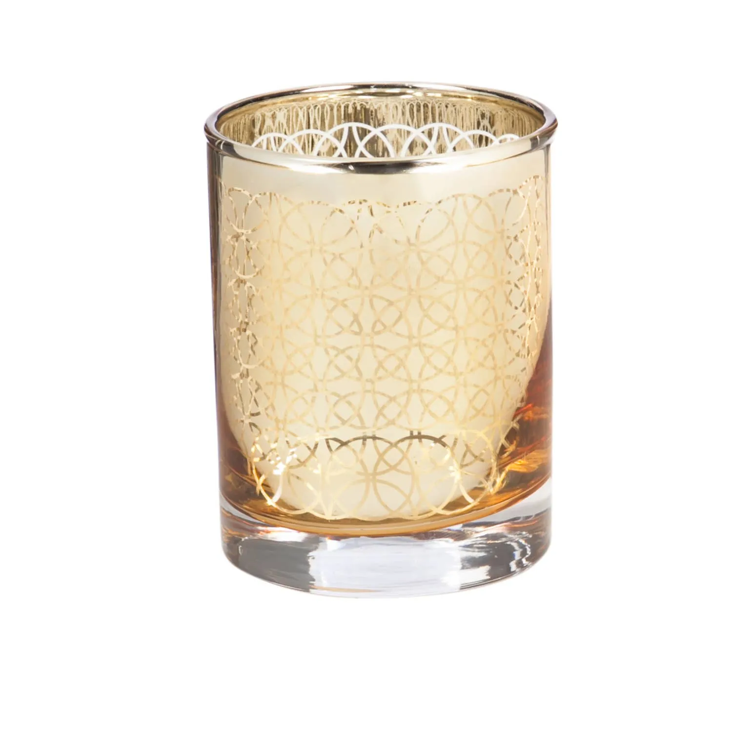 Glass Candle Holder Nested (Set of 2) Dimensional Gold Pattern