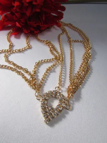 Gold Metal Multi Rhinestones Drapes Head Band Forehead