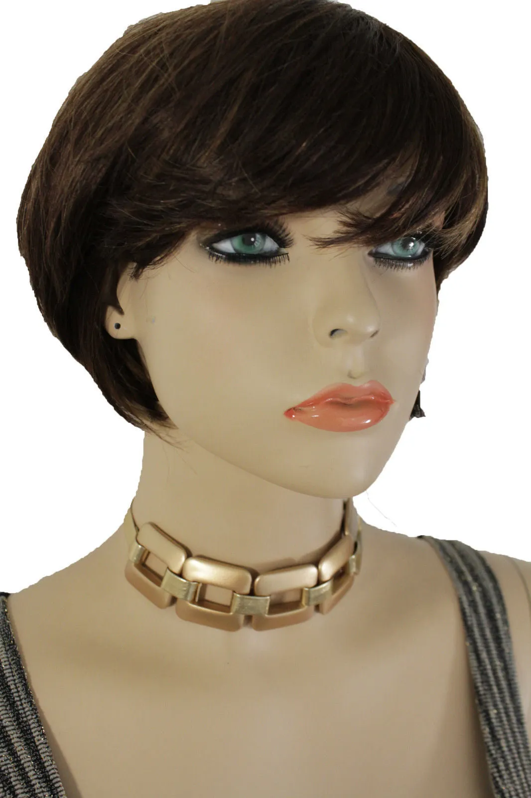 Gold Silver Chunky Chain Thick Links Short Choker Necklace
