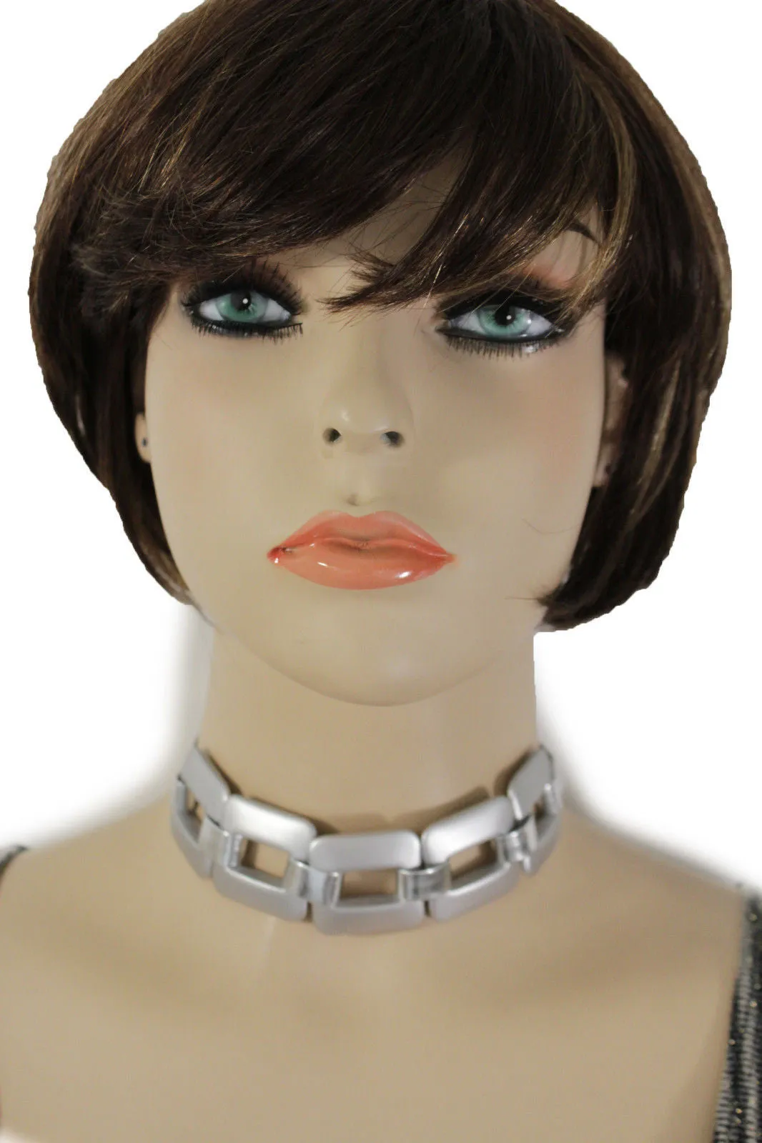 Gold Silver Chunky Chain Thick Links Short Choker Necklace
