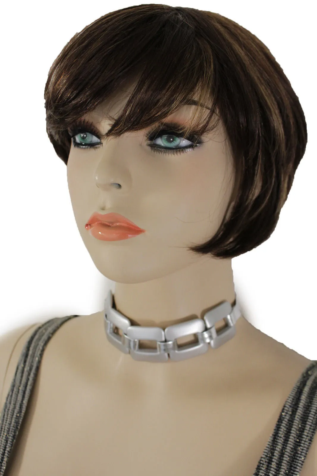 Gold Silver Chunky Chain Thick Links Short Choker Necklace