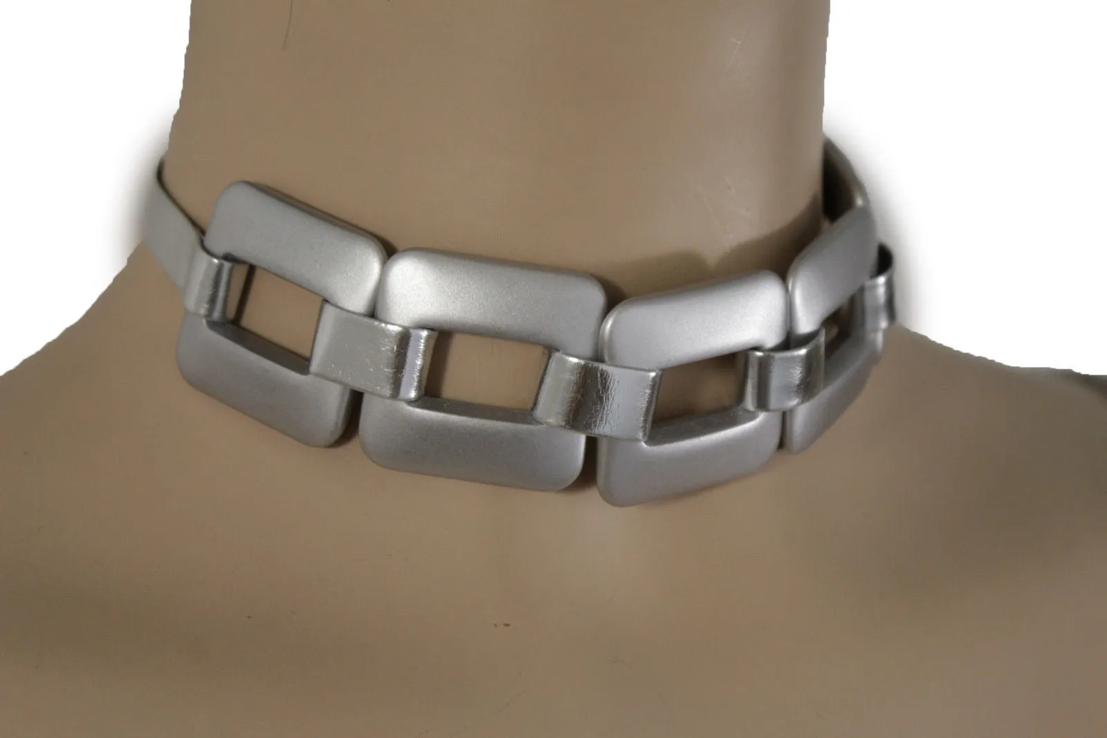 Gold Silver Chunky Chain Thick Links Short Choker Necklace