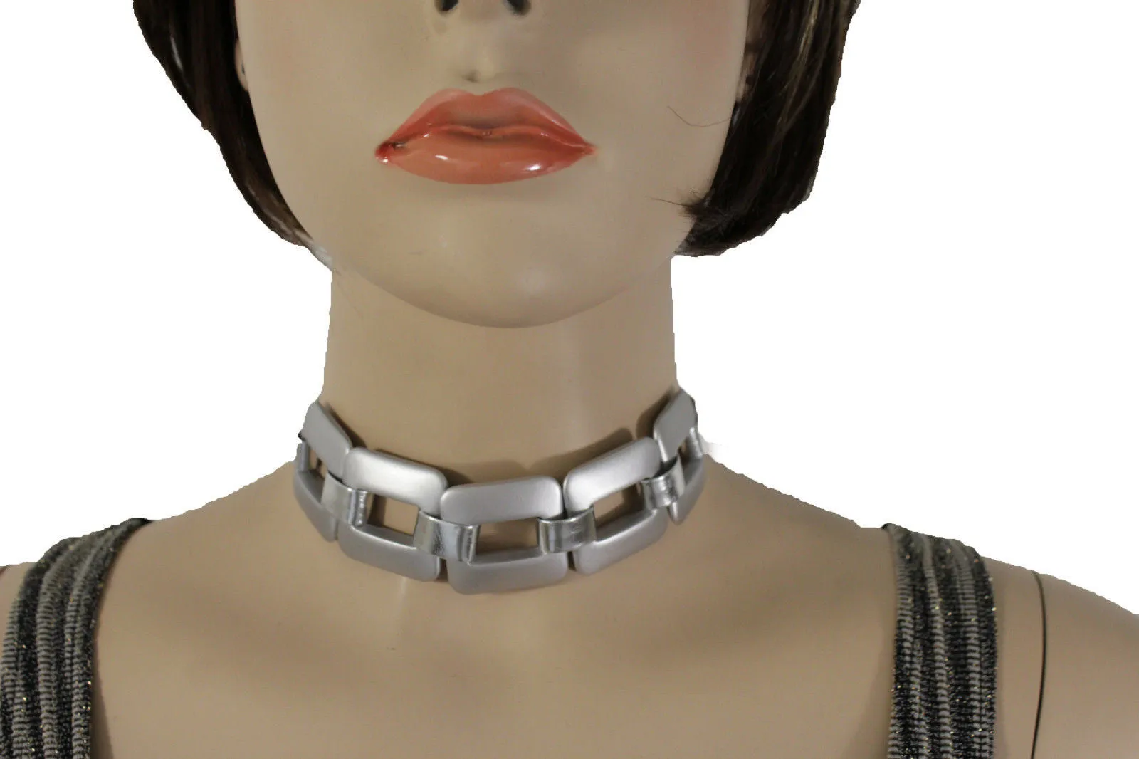 Gold Silver Chunky Chain Thick Links Short Choker Necklace