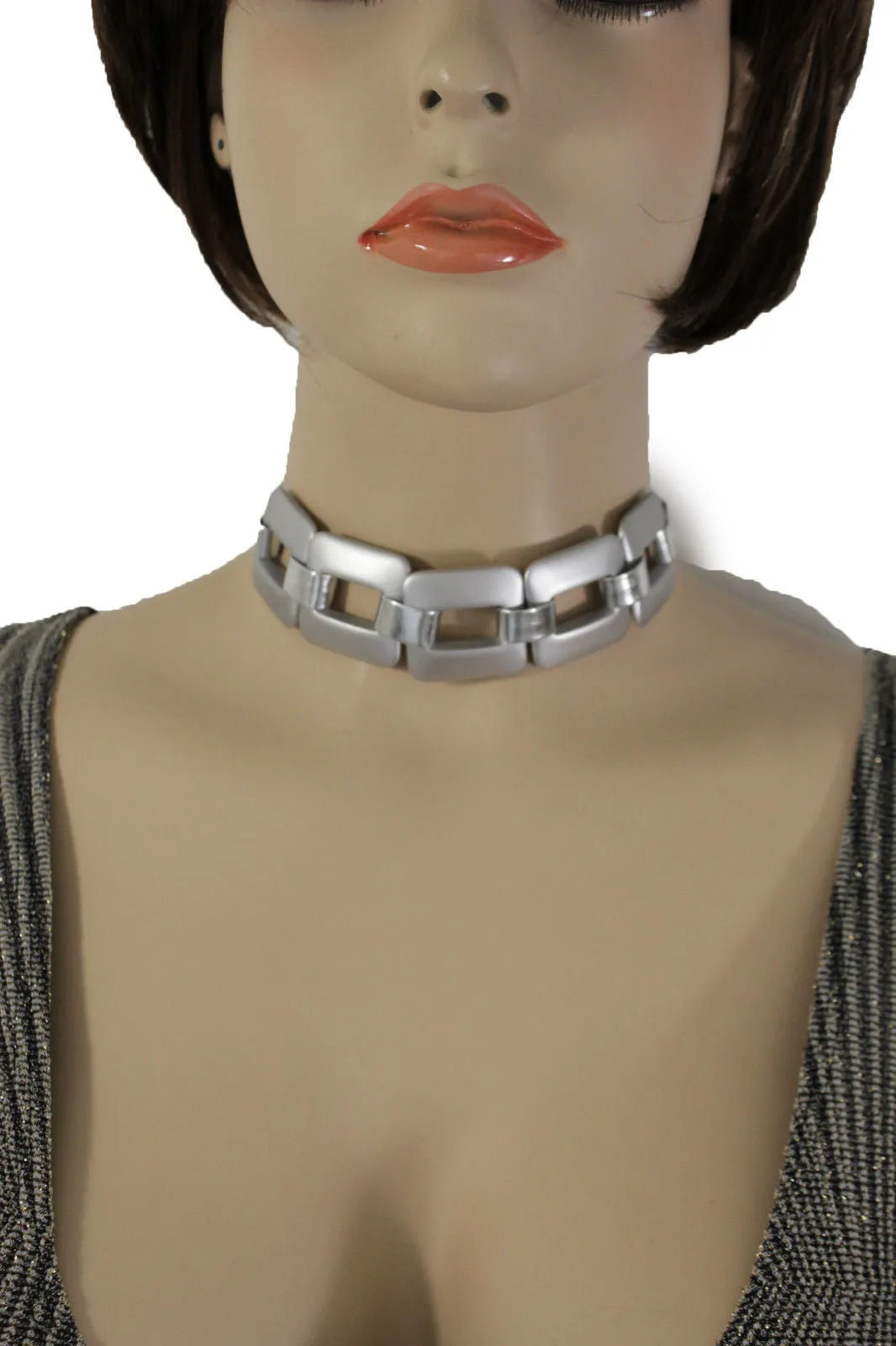 Gold Silver Chunky Chain Thick Links Short Choker Necklace