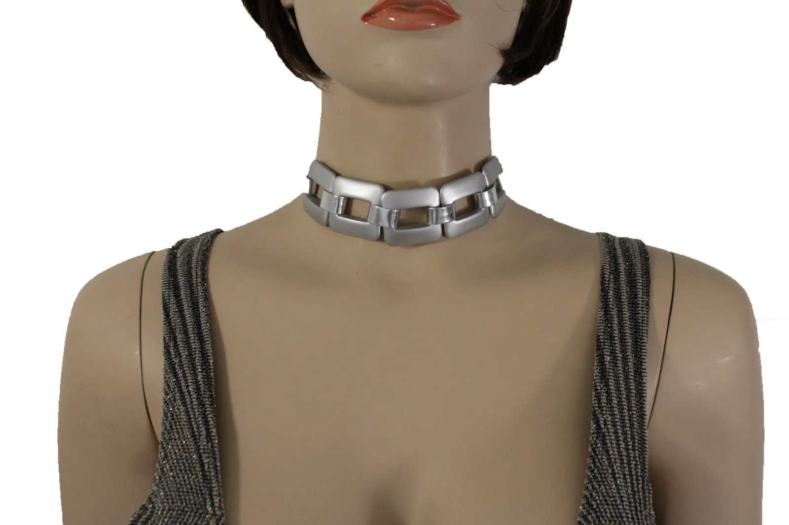 Gold Silver Chunky Chain Thick Links Short Choker Necklace