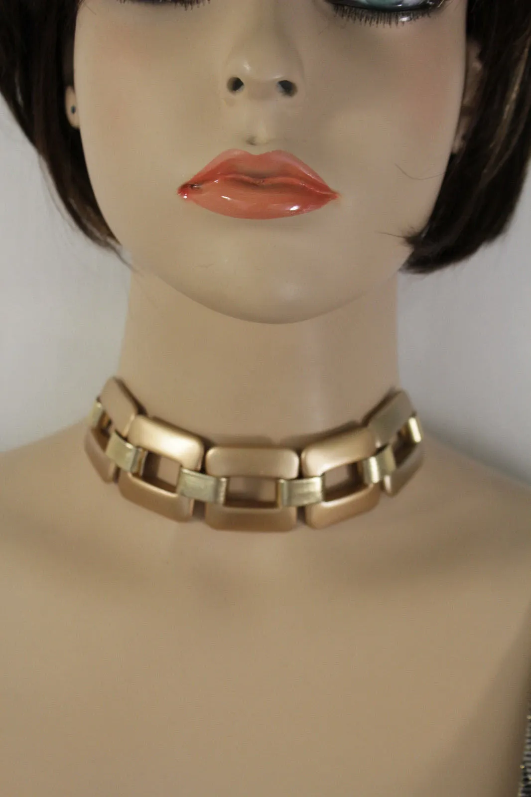 Gold Silver Chunky Chain Thick Links Short Choker Necklace