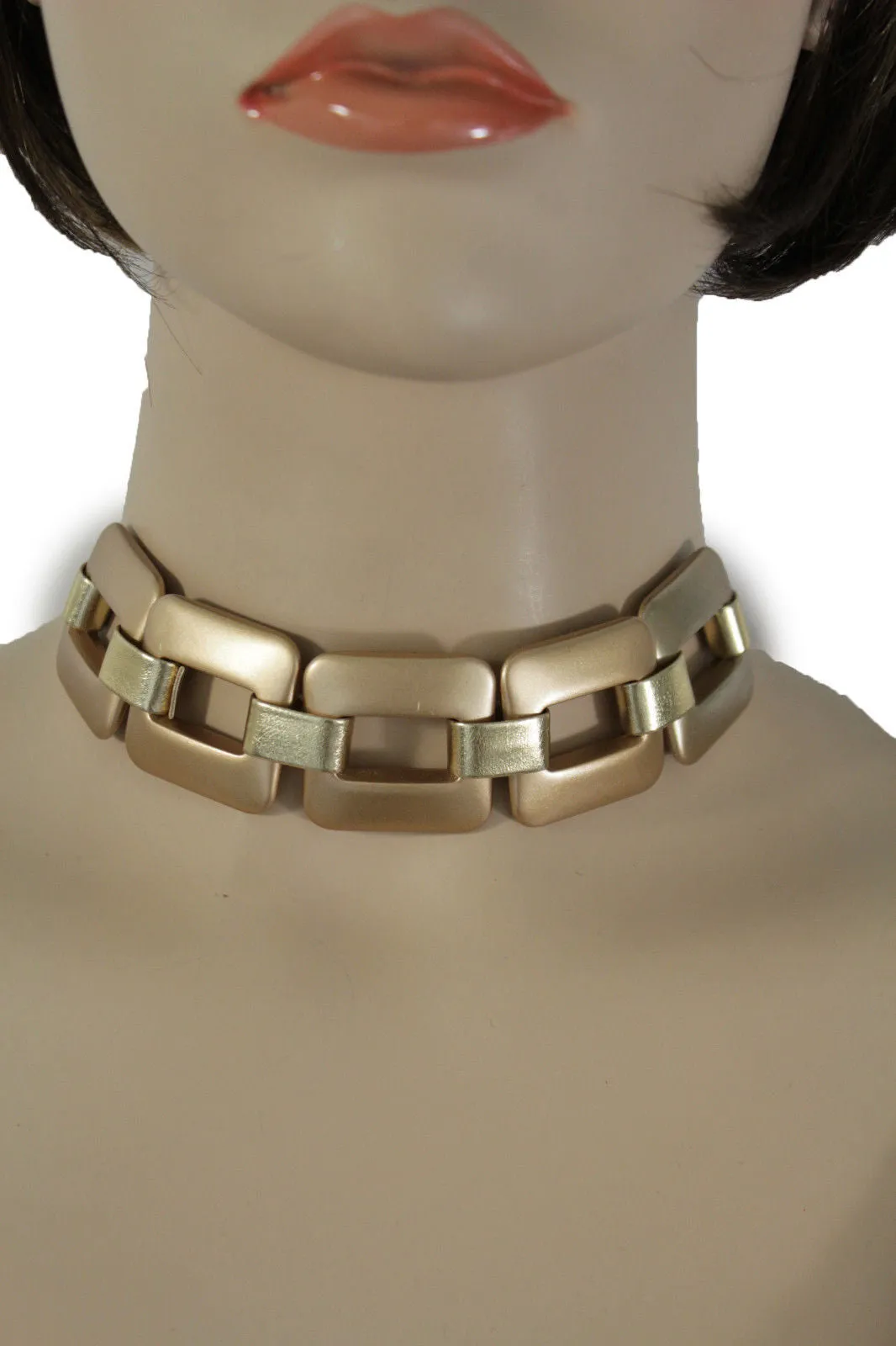 Gold Silver Chunky Chain Thick Links Short Choker Necklace