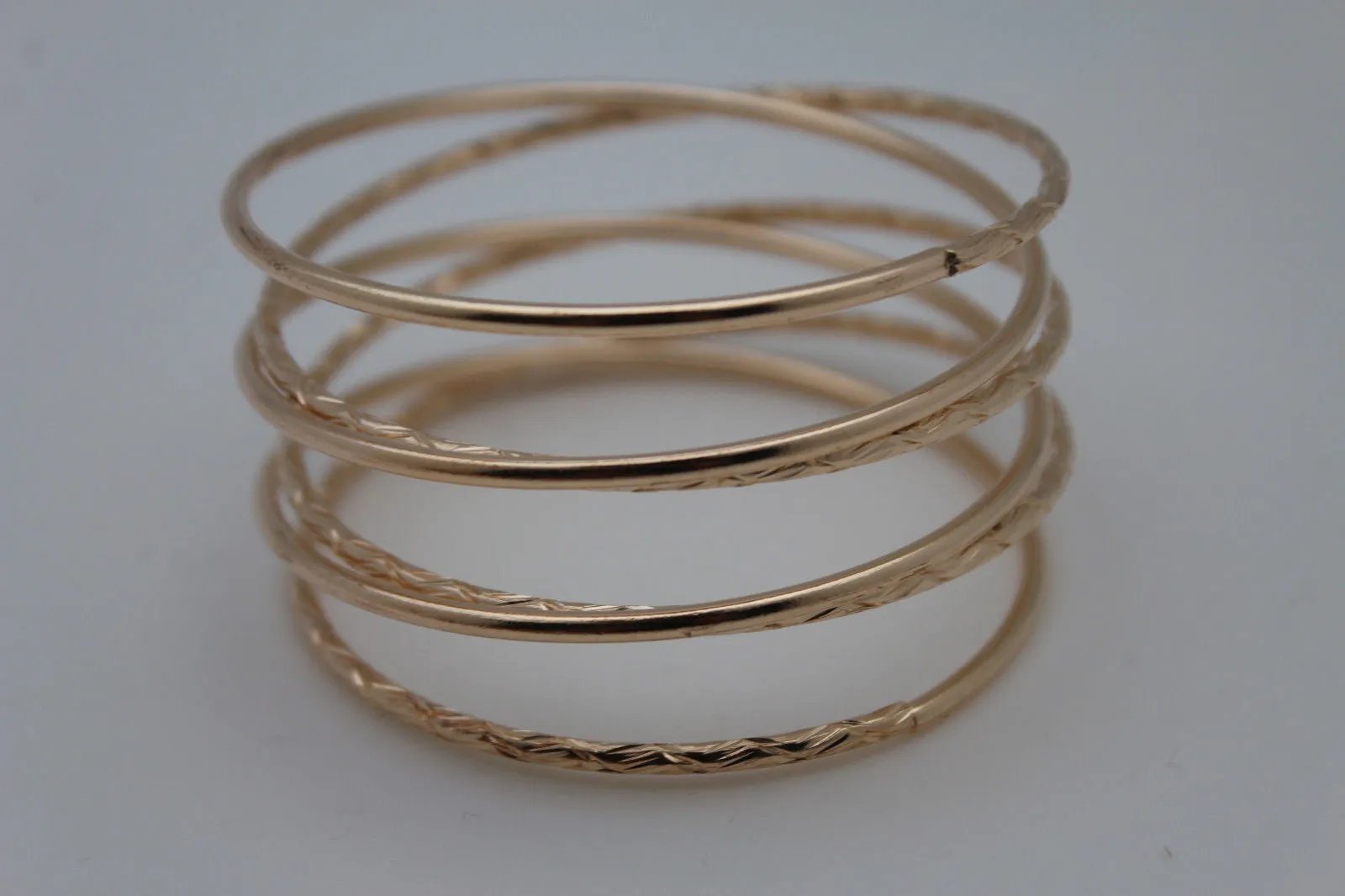 Gold Skinny Metal Retro Bangle Cuff Bracelet Spring Shape Trendy