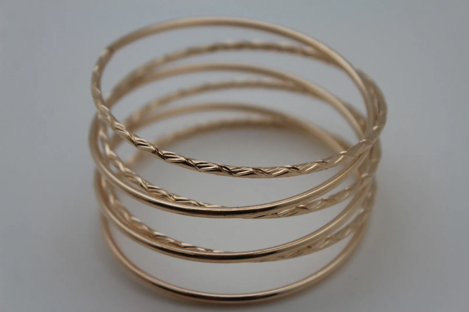Gold Skinny Metal Retro Bangle Cuff Bracelet Spring Shape Trendy