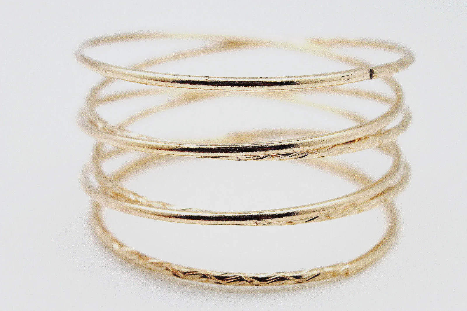 Gold Skinny Metal Retro Bangle Cuff Bracelet Spring Shape Trendy