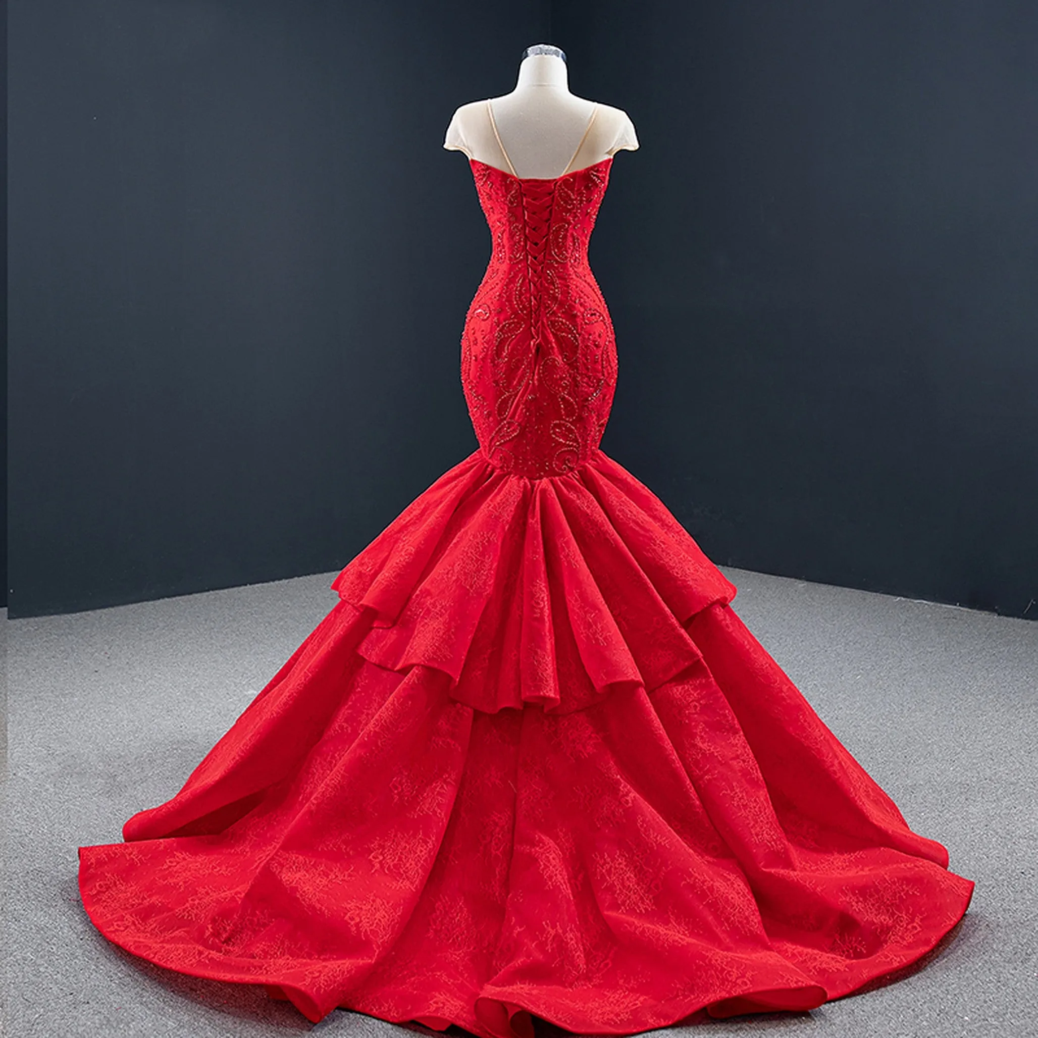 Gorgeous Red Handmade Mermaid Party Evening Dress