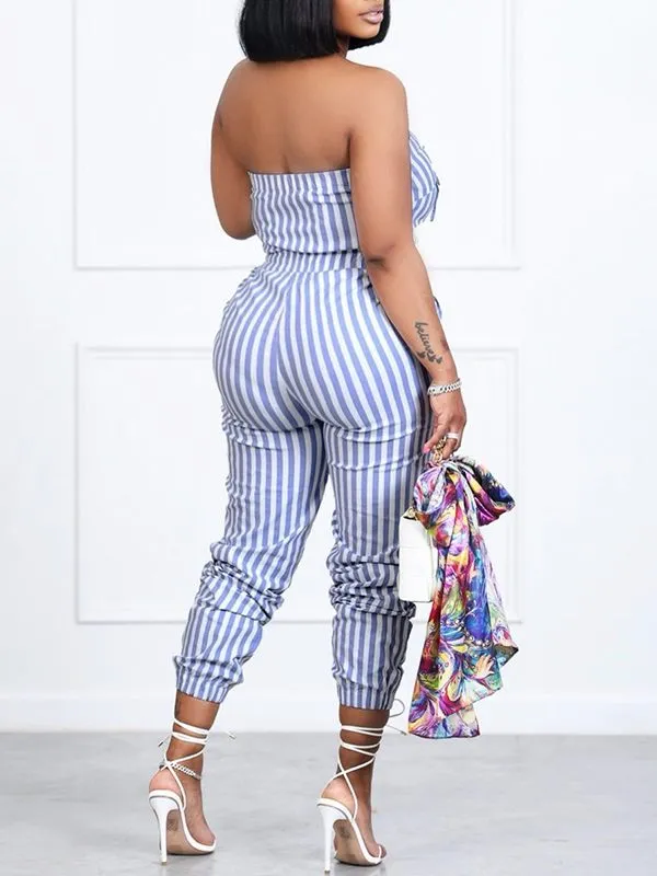Gorgeousladie Stripe Strapless Jumpsuit