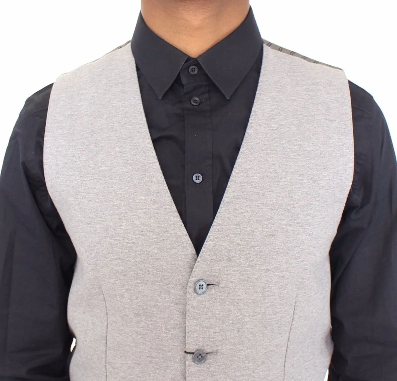 Gray Cotton Stretch Dress Vest Blazer