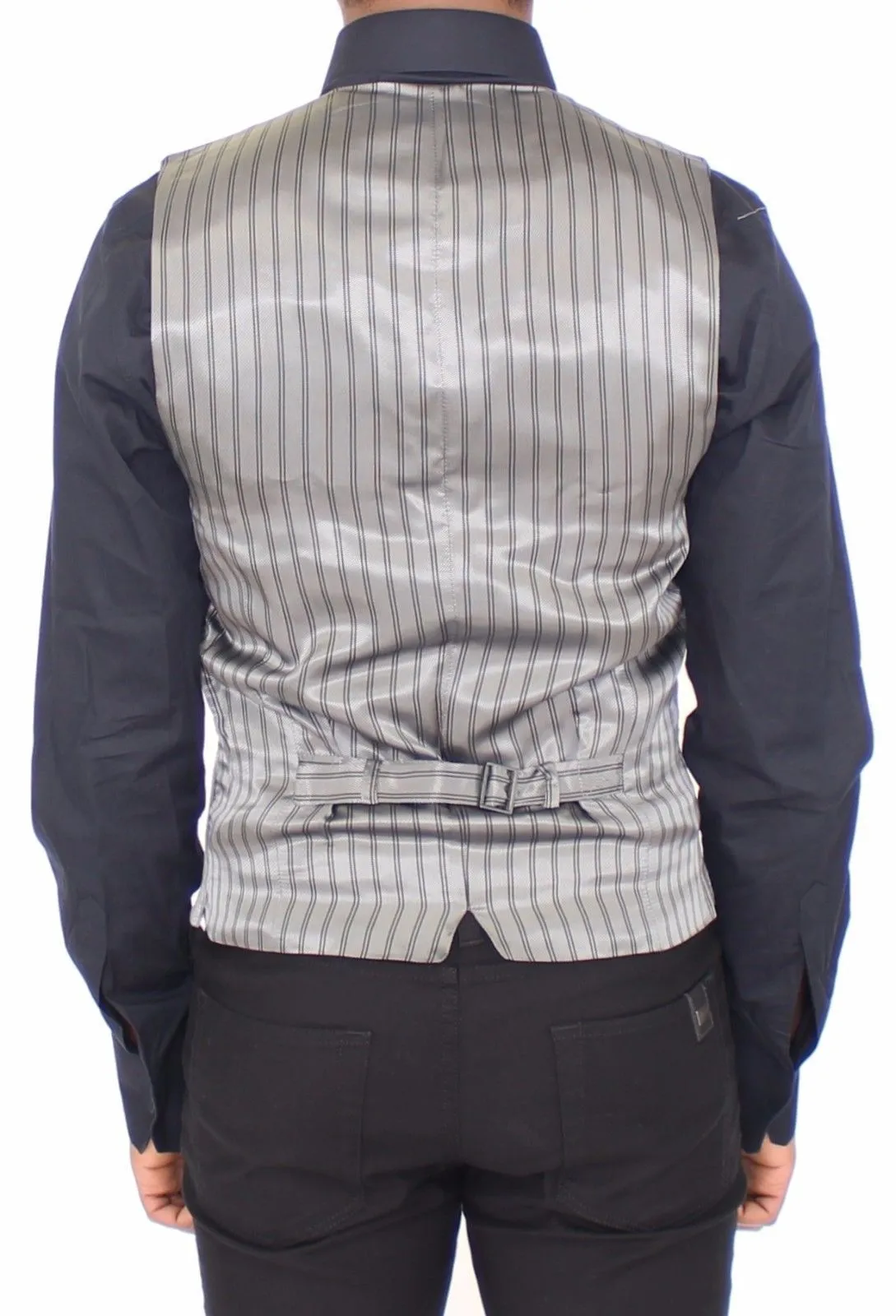 Gray Cotton Stretch Dress Vest Blazer