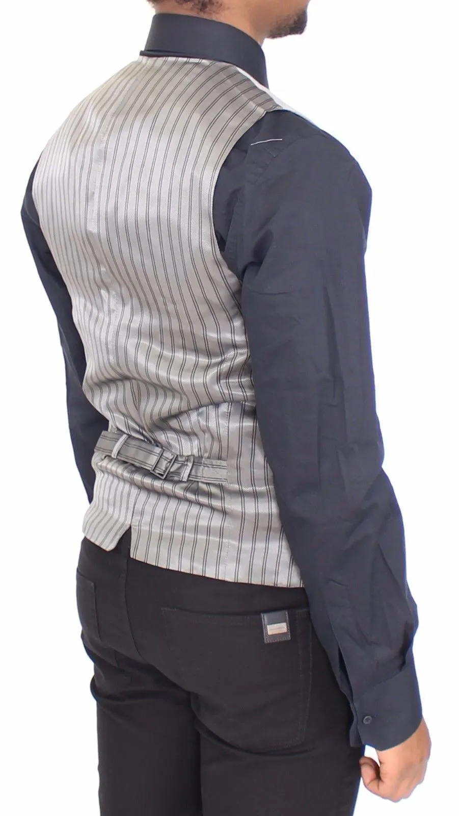 Gray Cotton Stretch Dress Vest Blazer