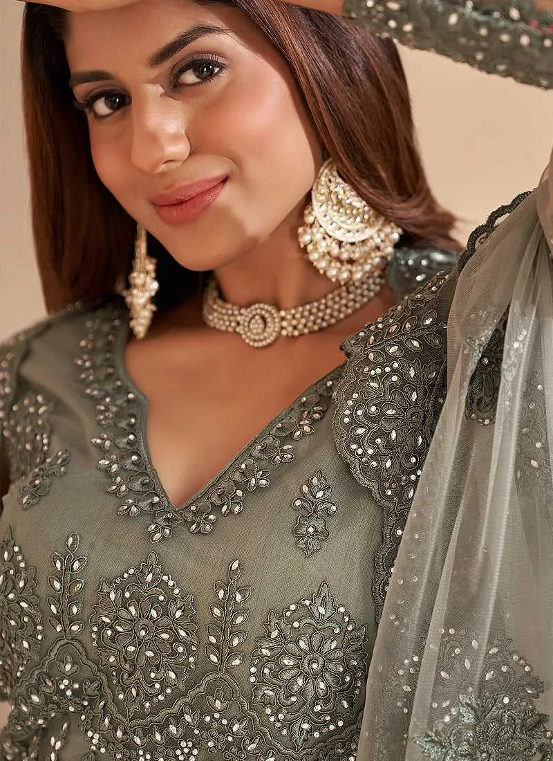 Green Floral Embroidered Stylish Lehenga Choli