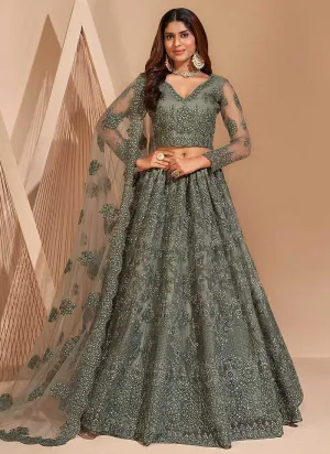 Green Floral Embroidered Stylish Lehenga Choli