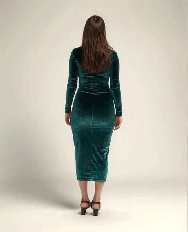 Green Long Sleeve Evening Dress