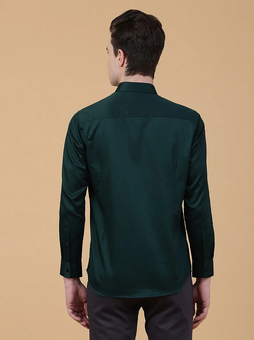Green Solid Slim Fit Party Wear Shirt | Greenfibre