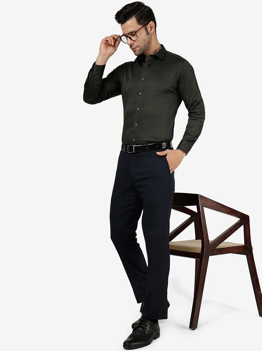 Green Striped Slim Fit Party Wear Shirt | Greenfibre