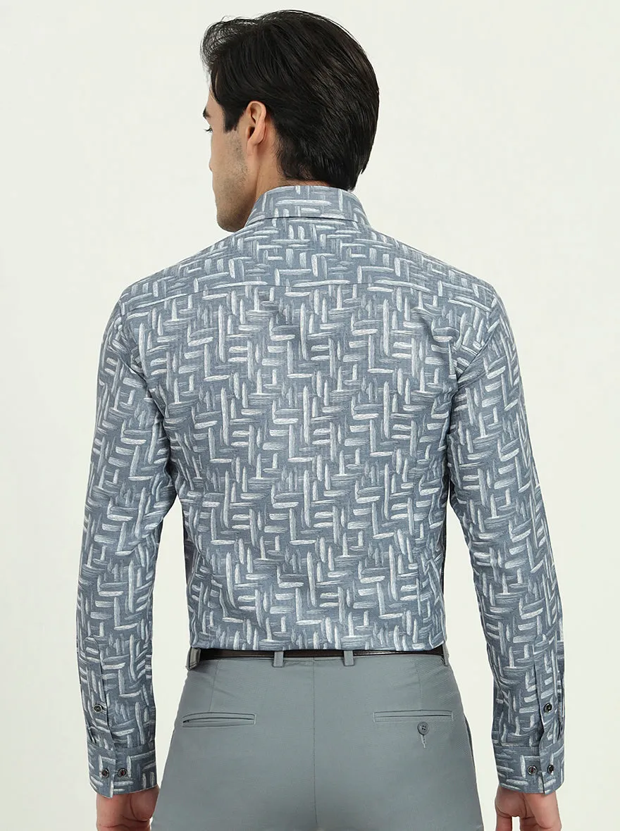 Grenish Blue Solid Slim Fit Party Wear Shirt | Greenfire