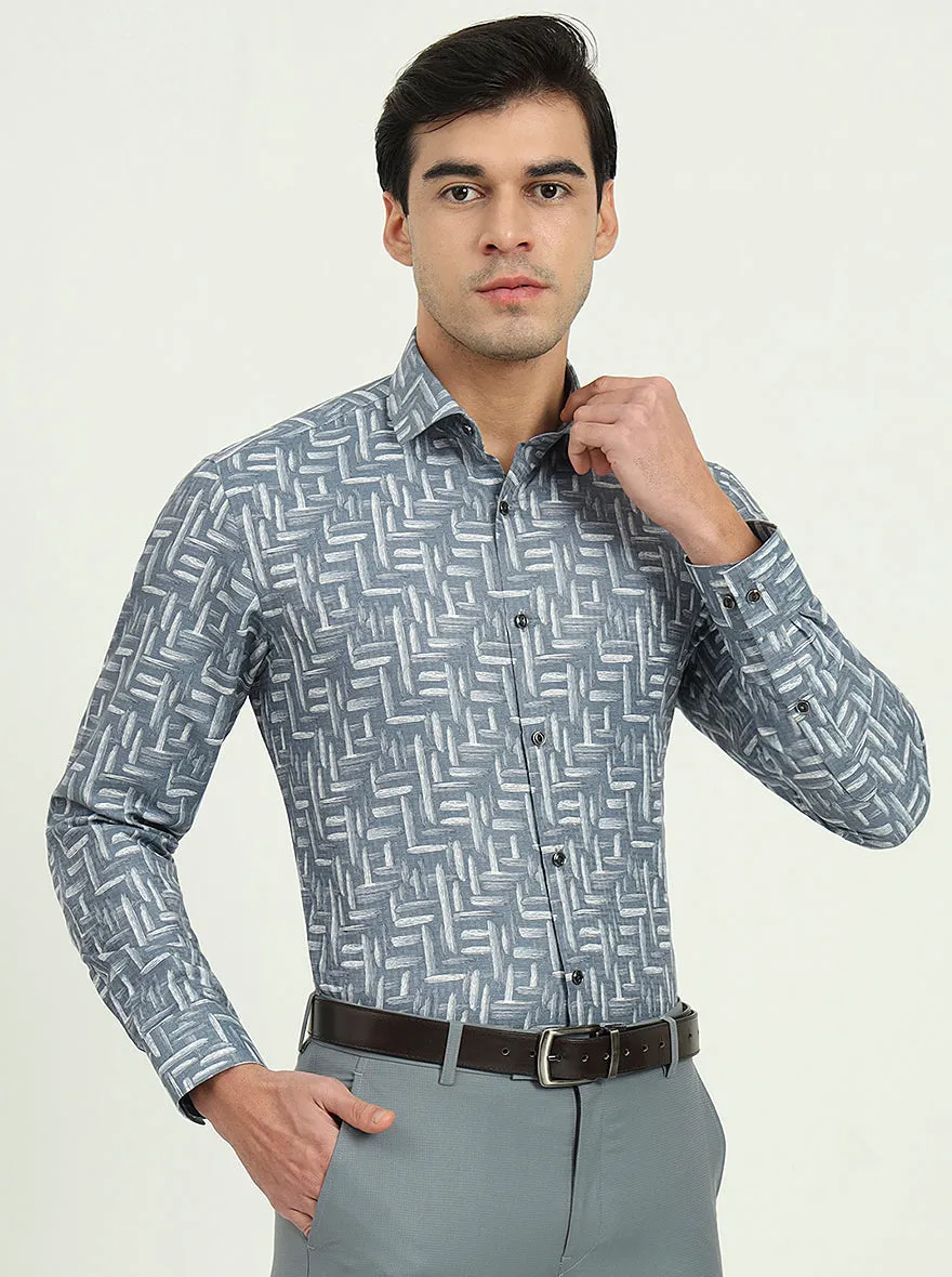 Grenish Blue Solid Slim Fit Party Wear Shirt | Greenfire