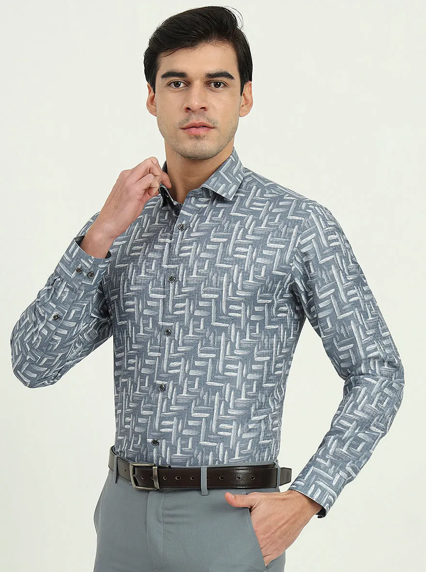 Grenish Blue Solid Slim Fit Party Wear Shirt | Greenfire