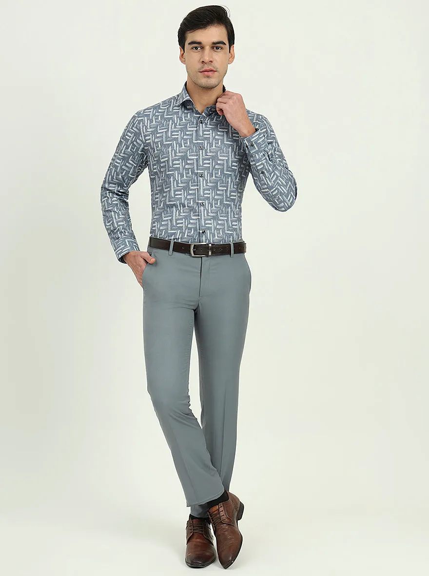 Grenish Blue Solid Slim Fit Party Wear Shirt | Greenfire