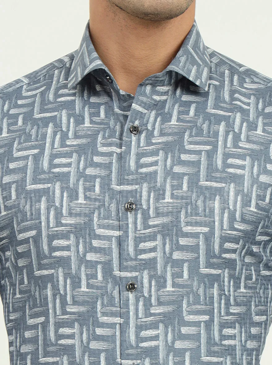 Grenish Blue Solid Slim Fit Party Wear Shirt | Greenfire