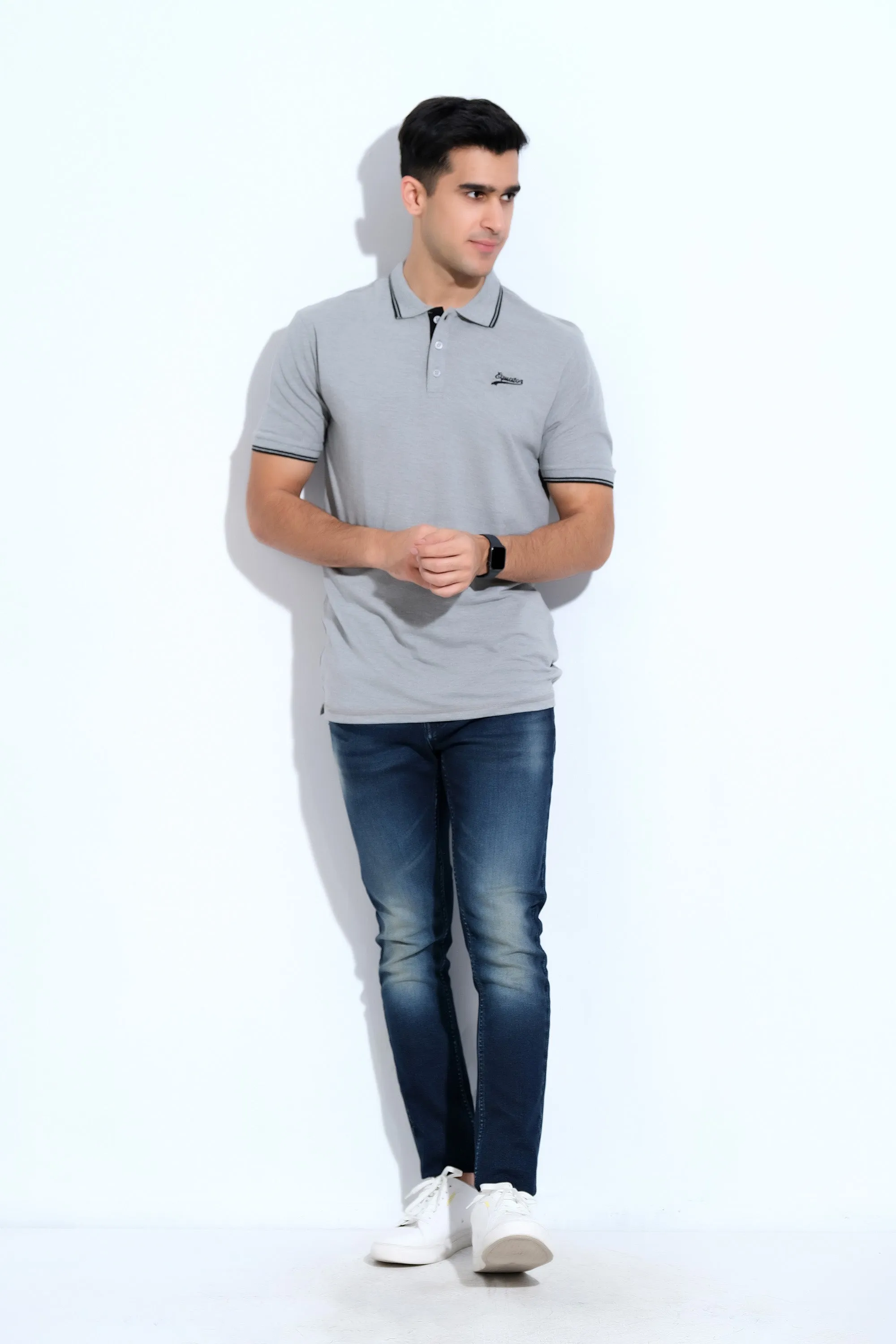 Grey Half Sleeve Polos