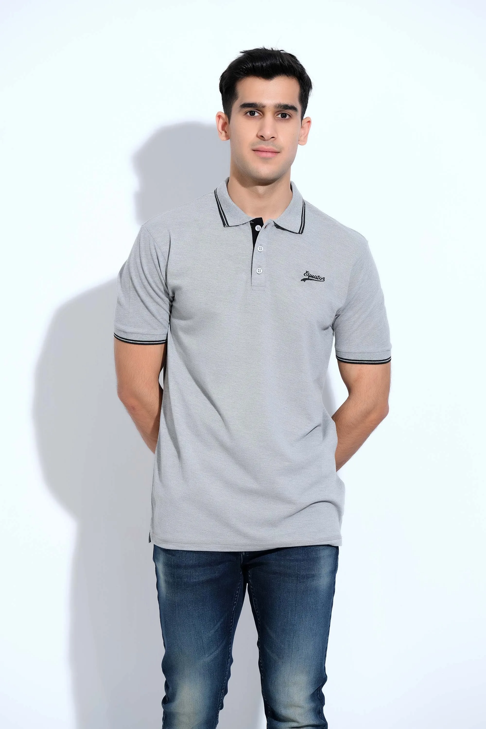 Grey Half Sleeve Polos