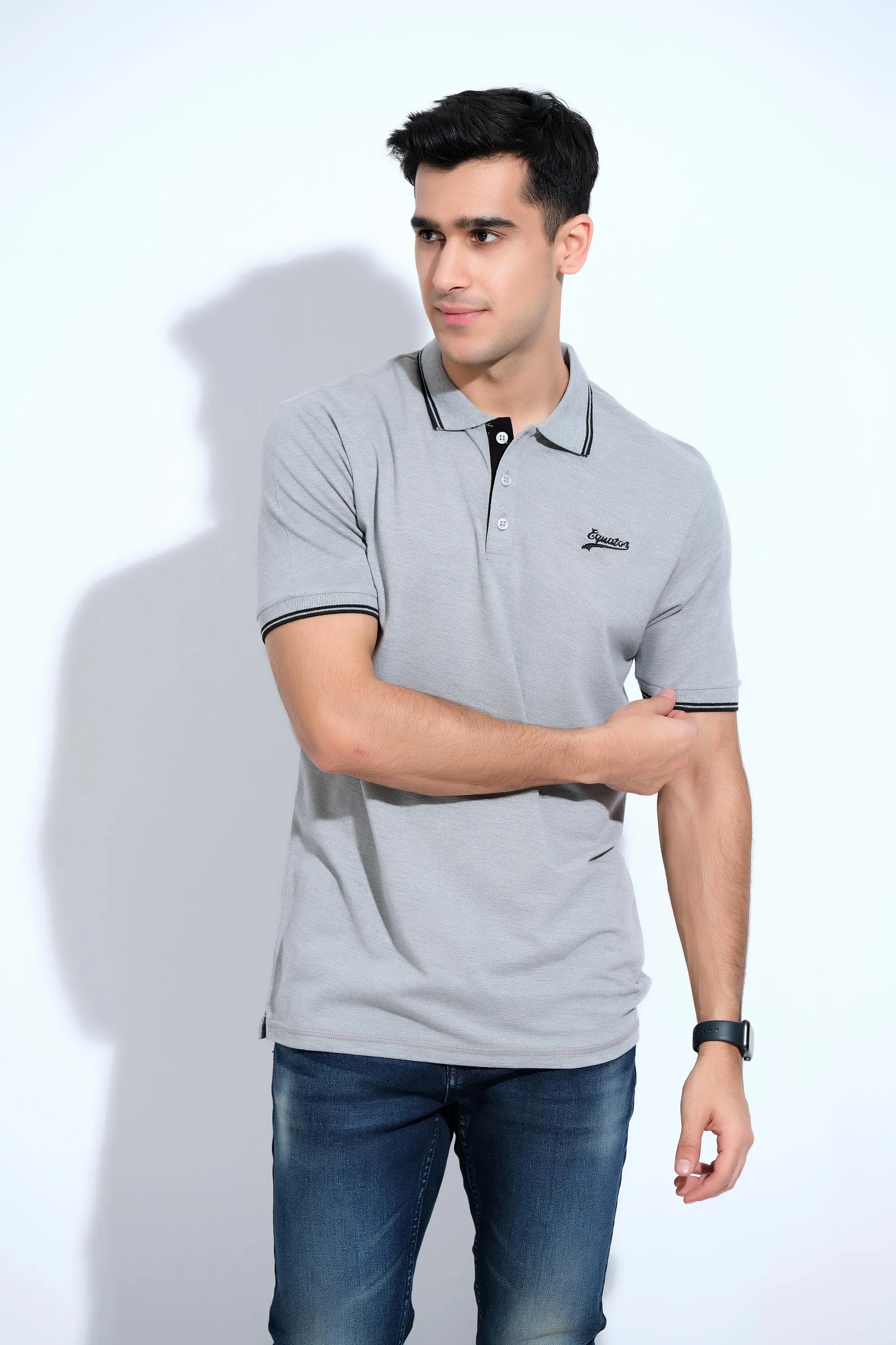 Grey Half Sleeve Polos
