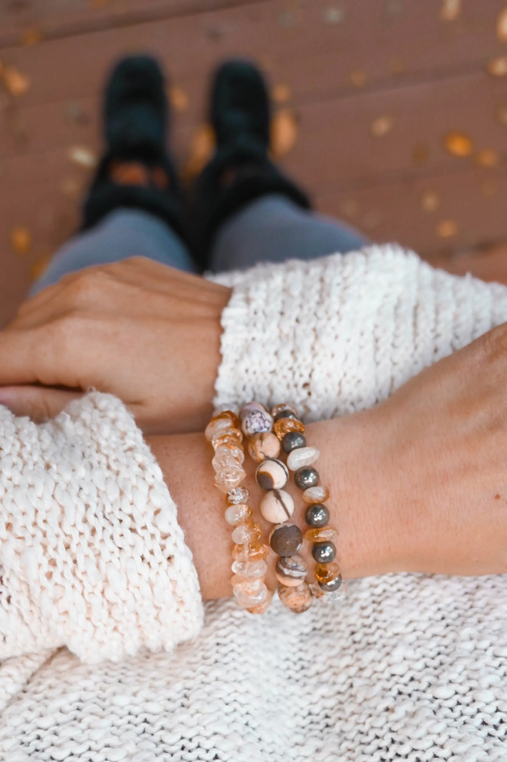 Grounded in Joy Crystal Bracelet Stack