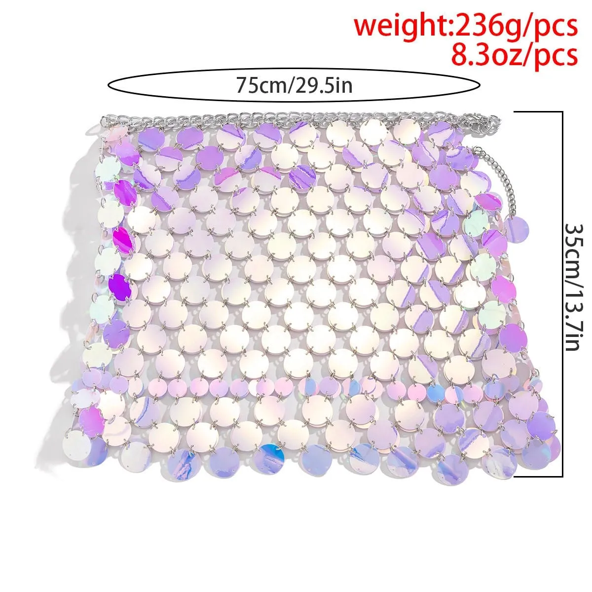 Handmade Colorful Squamous Sequin Disco Skirt Bra Set