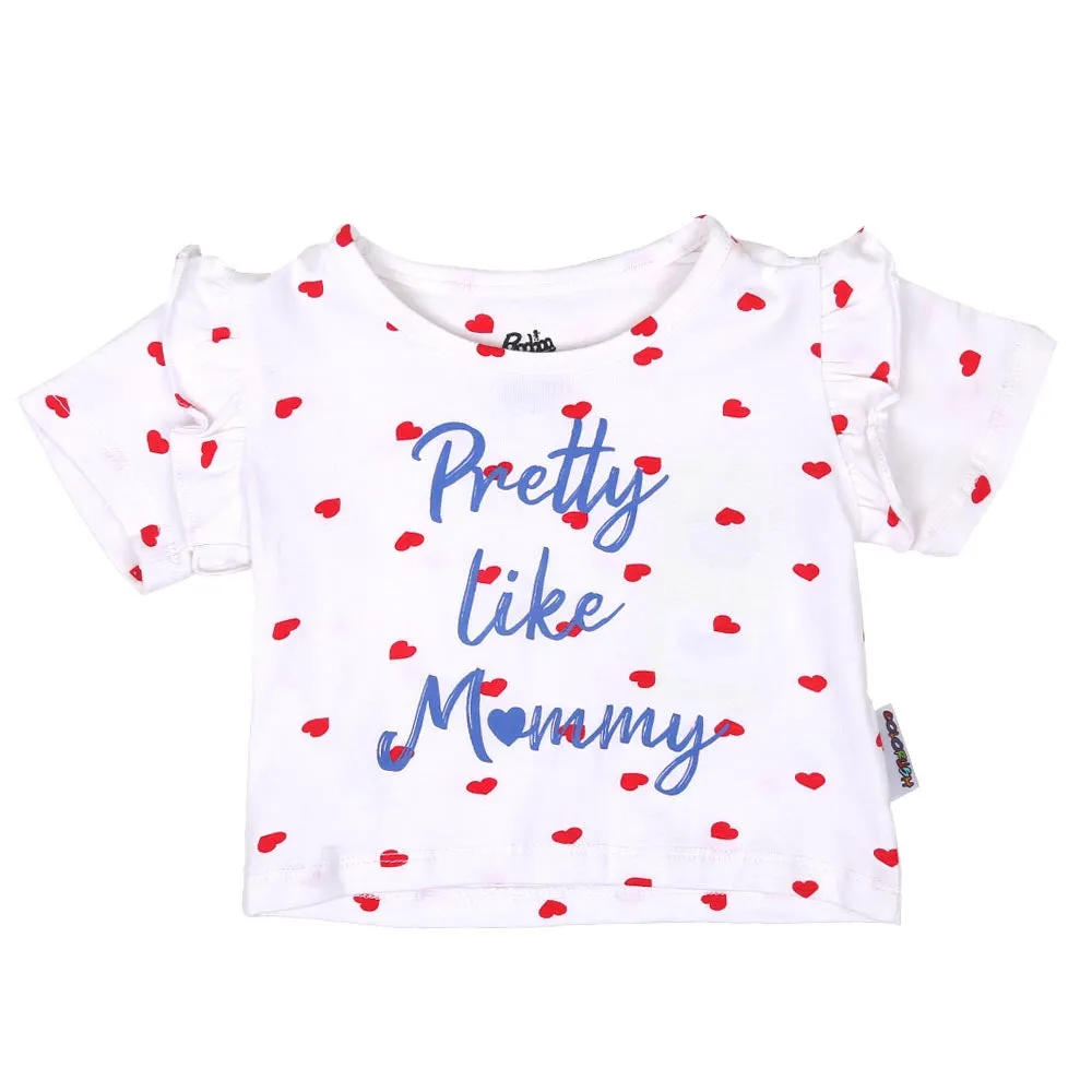 Infant Girls T-Shirt Pretty - White | Bachaa Party Baby Clothes Girls Tops & T-Shirts