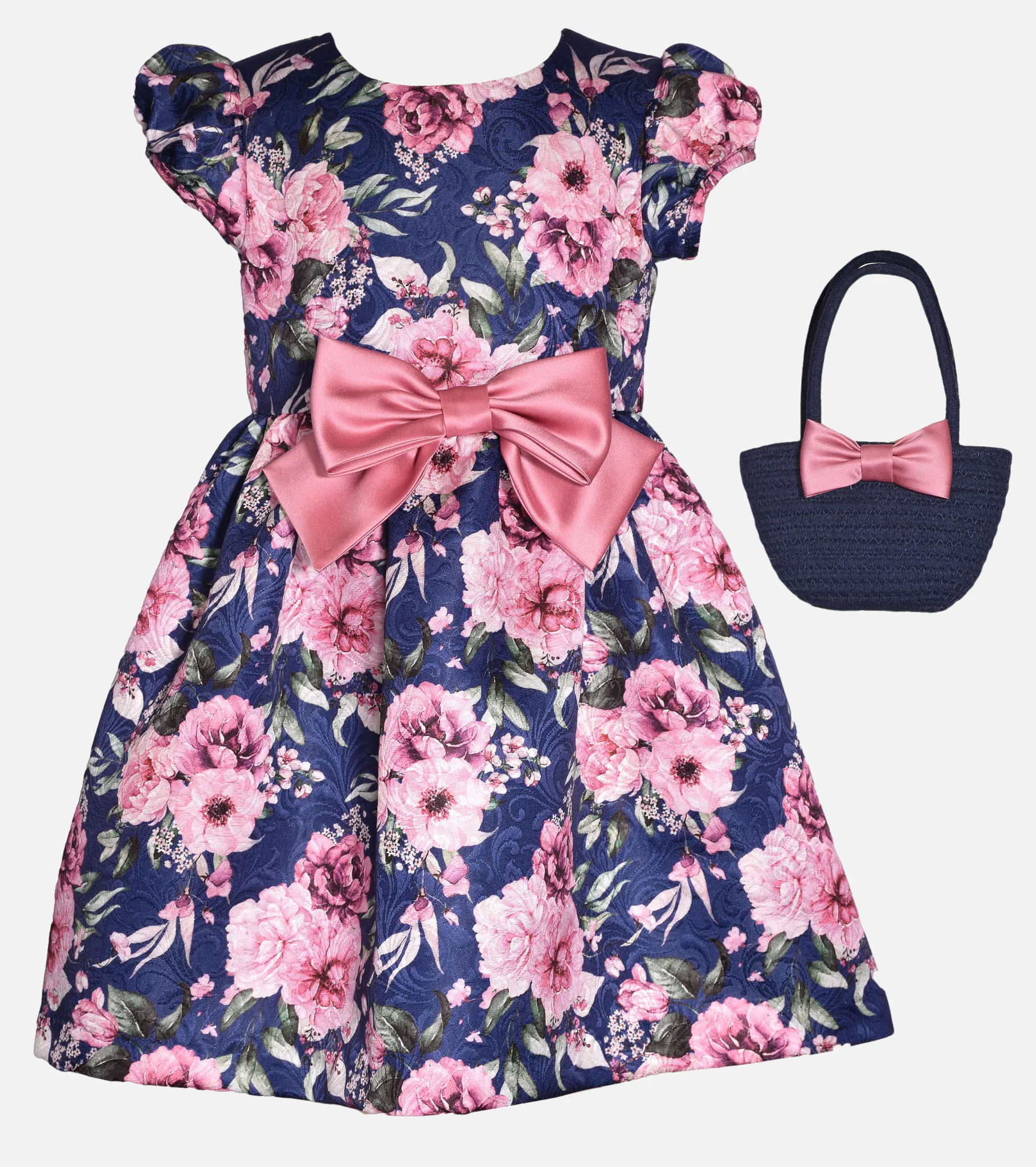 Isabella Floral Party Dress with Purse