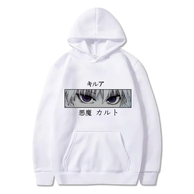 Japanese Anime Funny Killua Eyes Killua HxH Hoodies 2020 Winter Japan Style Hunter X Hunter Sweatshirts Streetwear for Women/men