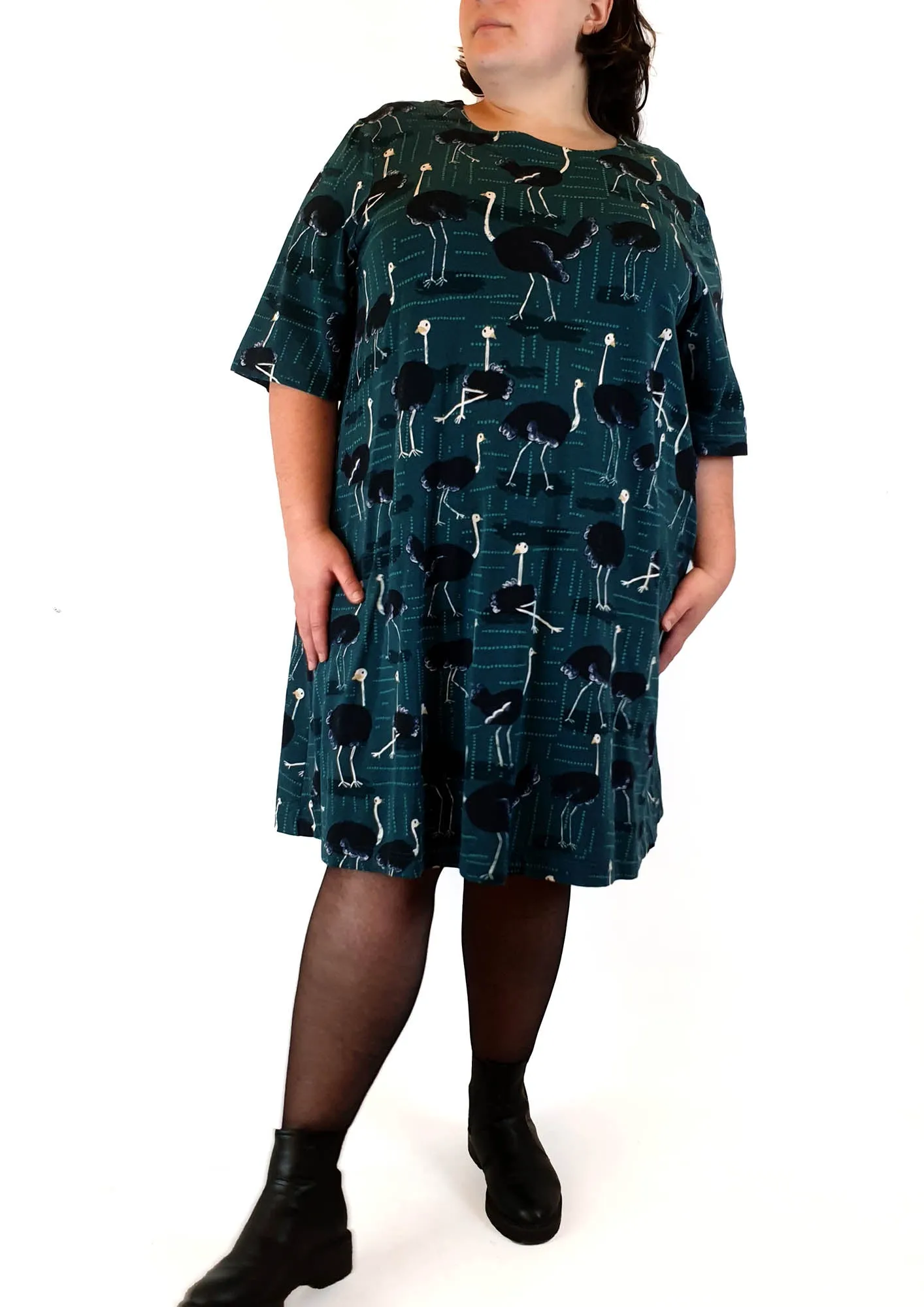 Jericho Road blue-green emu print dress size 20