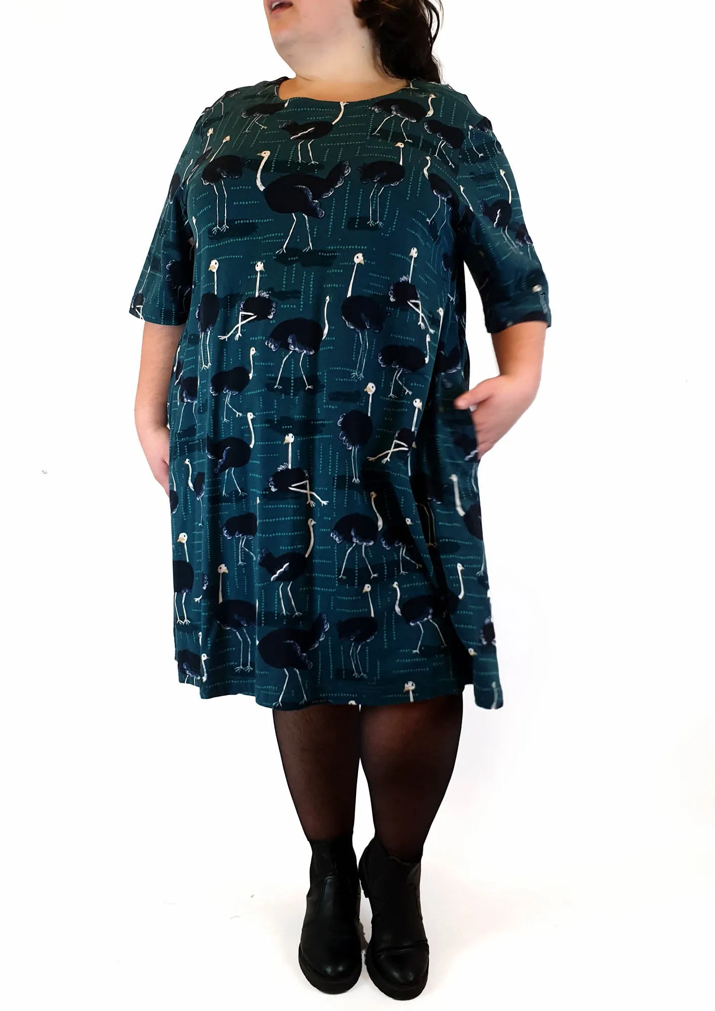 Jericho Road blue-green emu print dress size 20