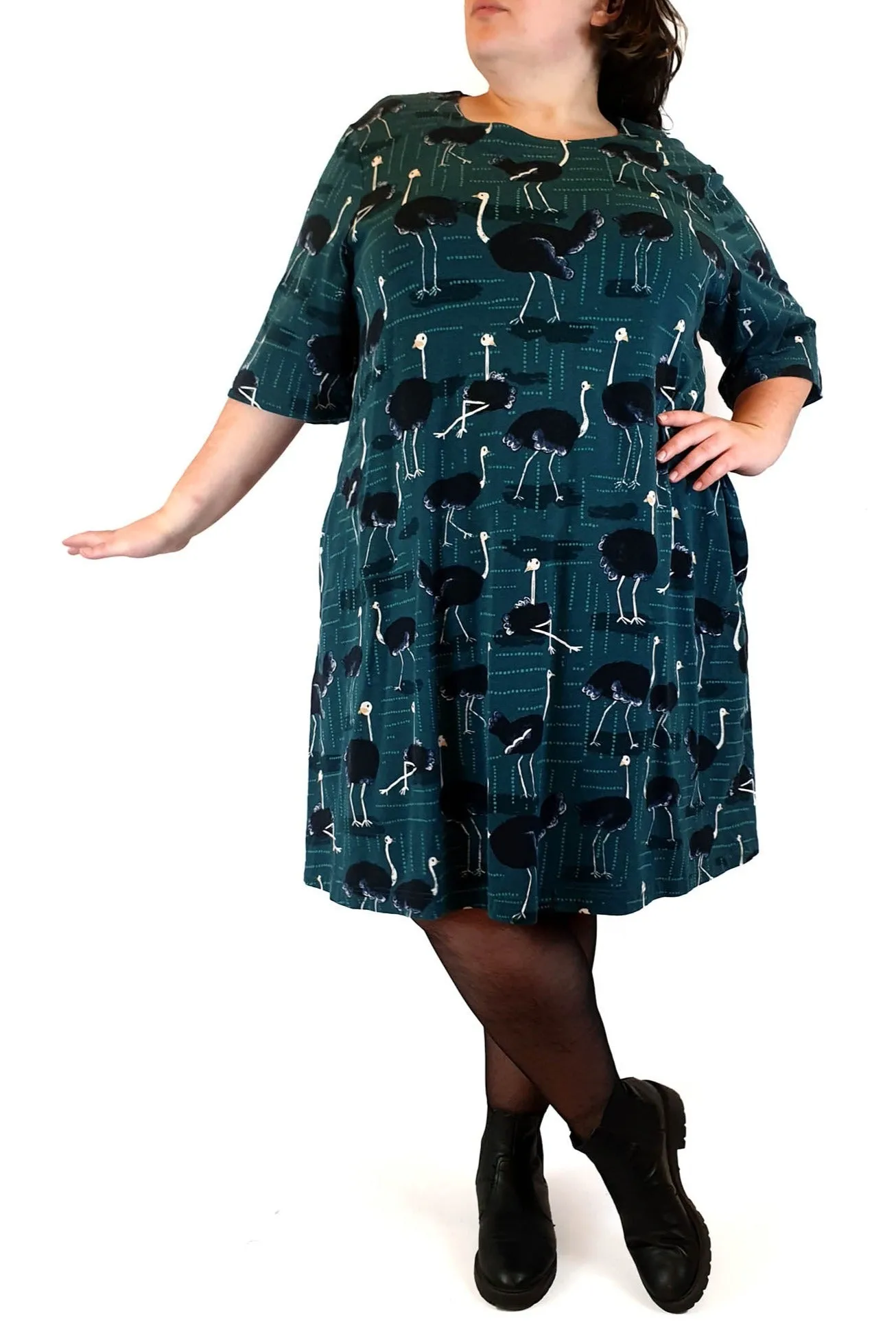 Jericho Road blue-green emu print dress size 20