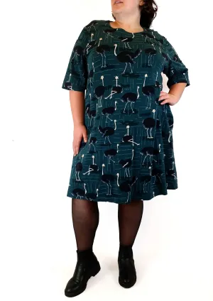 Jericho Road blue-green emu print dress size 20