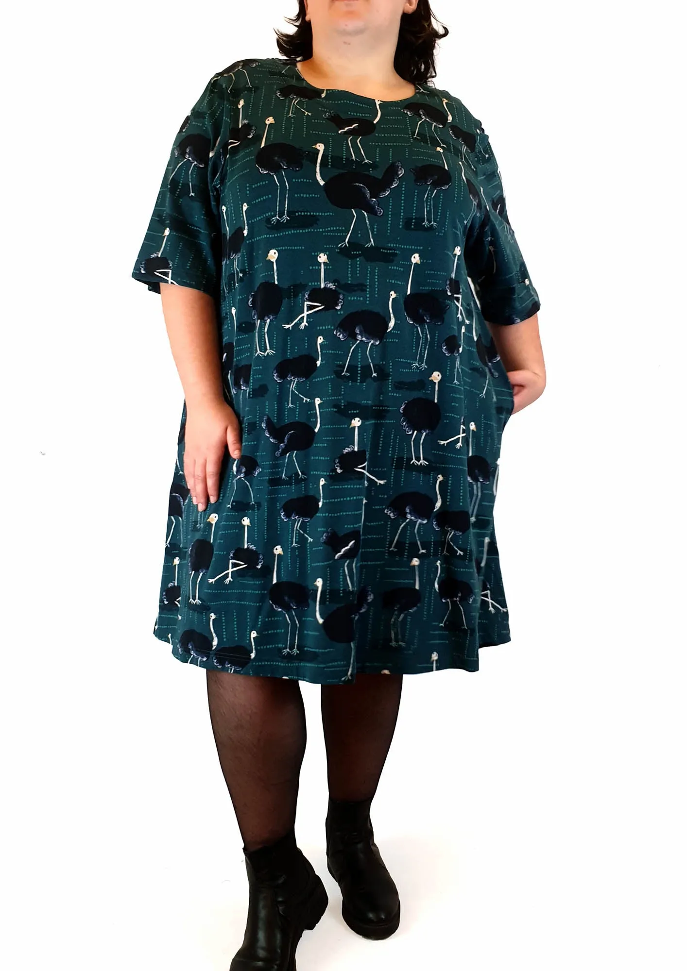 Jericho Road blue-green emu print dress size 20