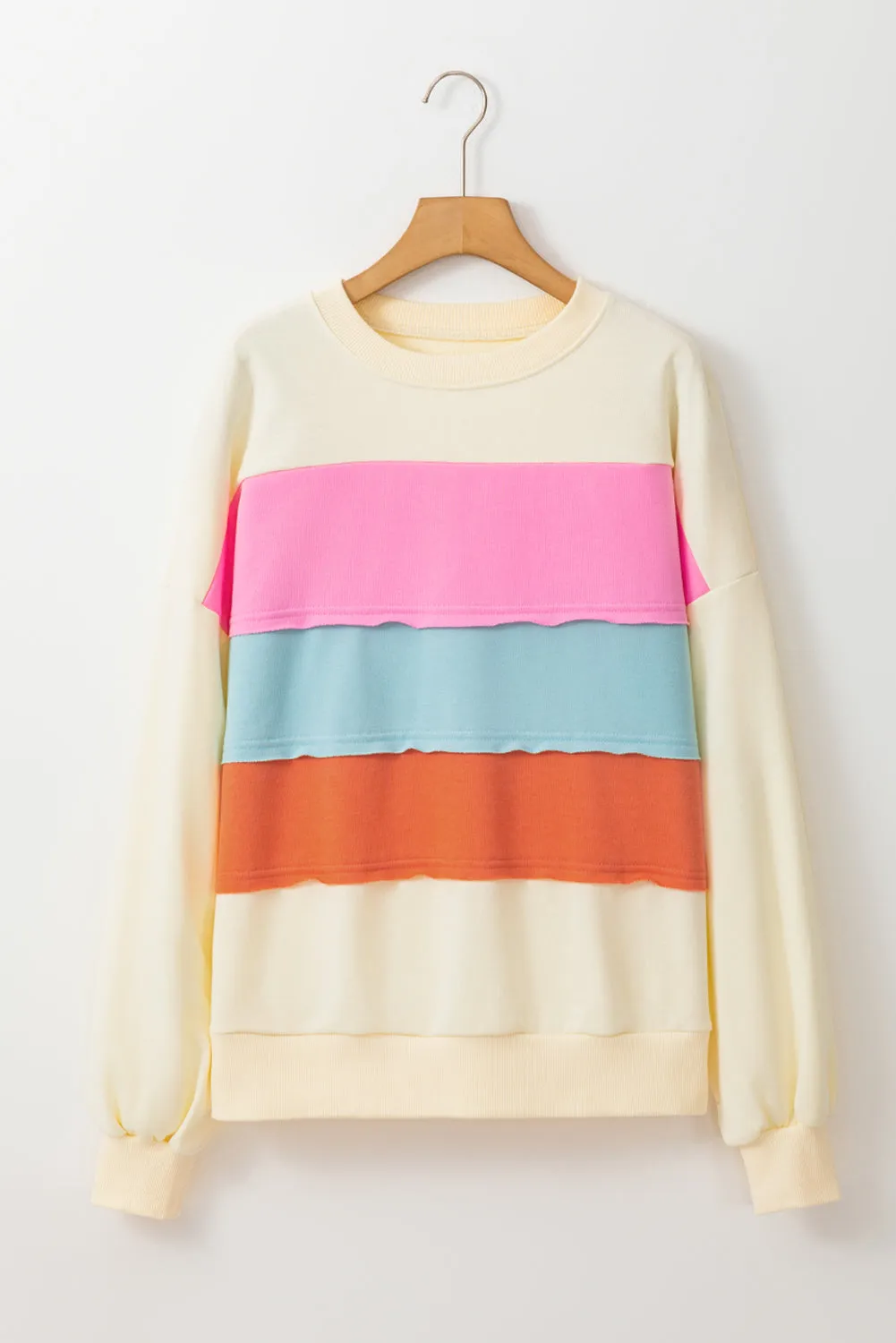 KaleaBoutique Colorblock Patchwork Crewneck Drop Shoulder Sweatshirt