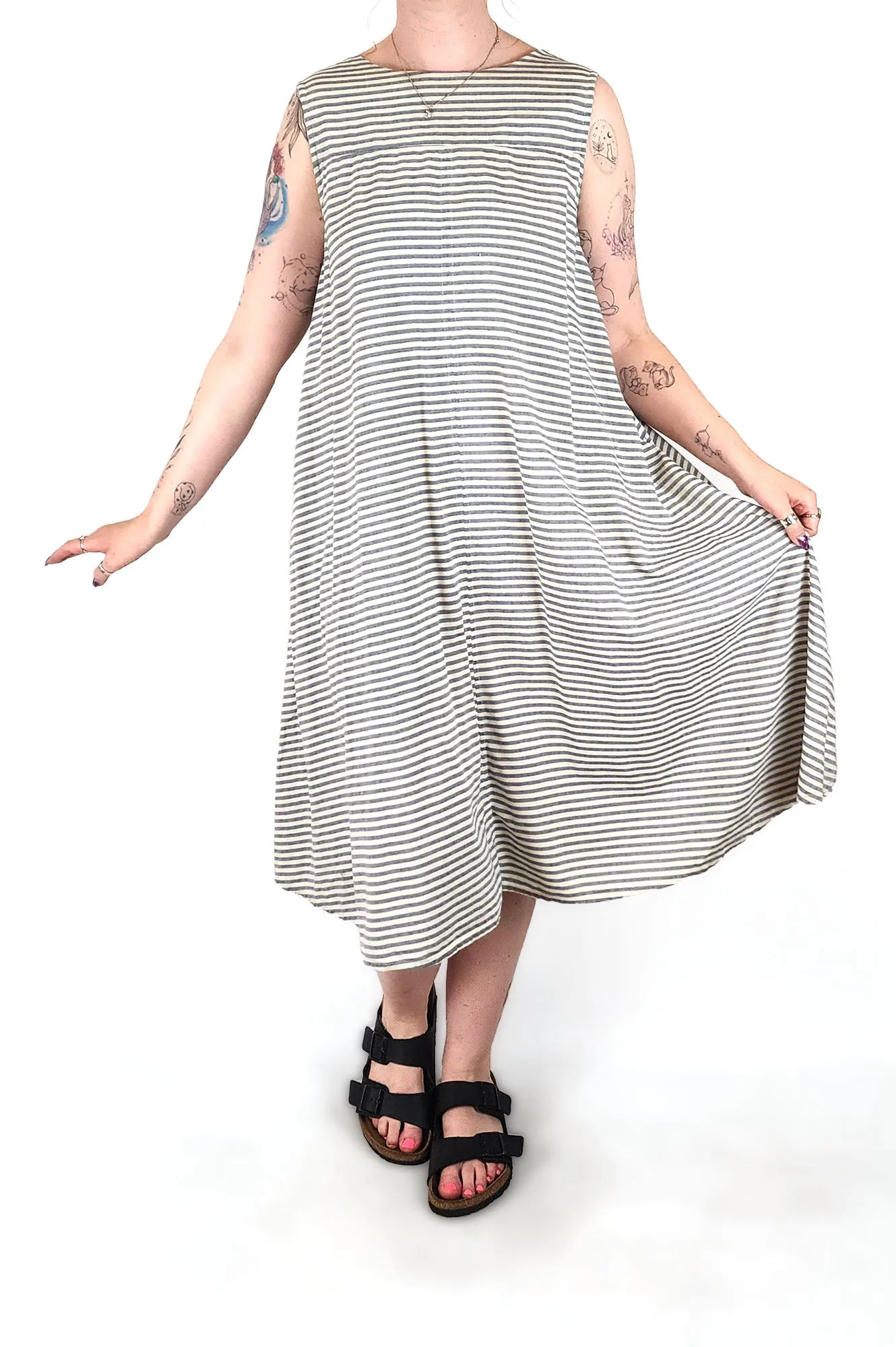 Kowtow blue striped dress size medium