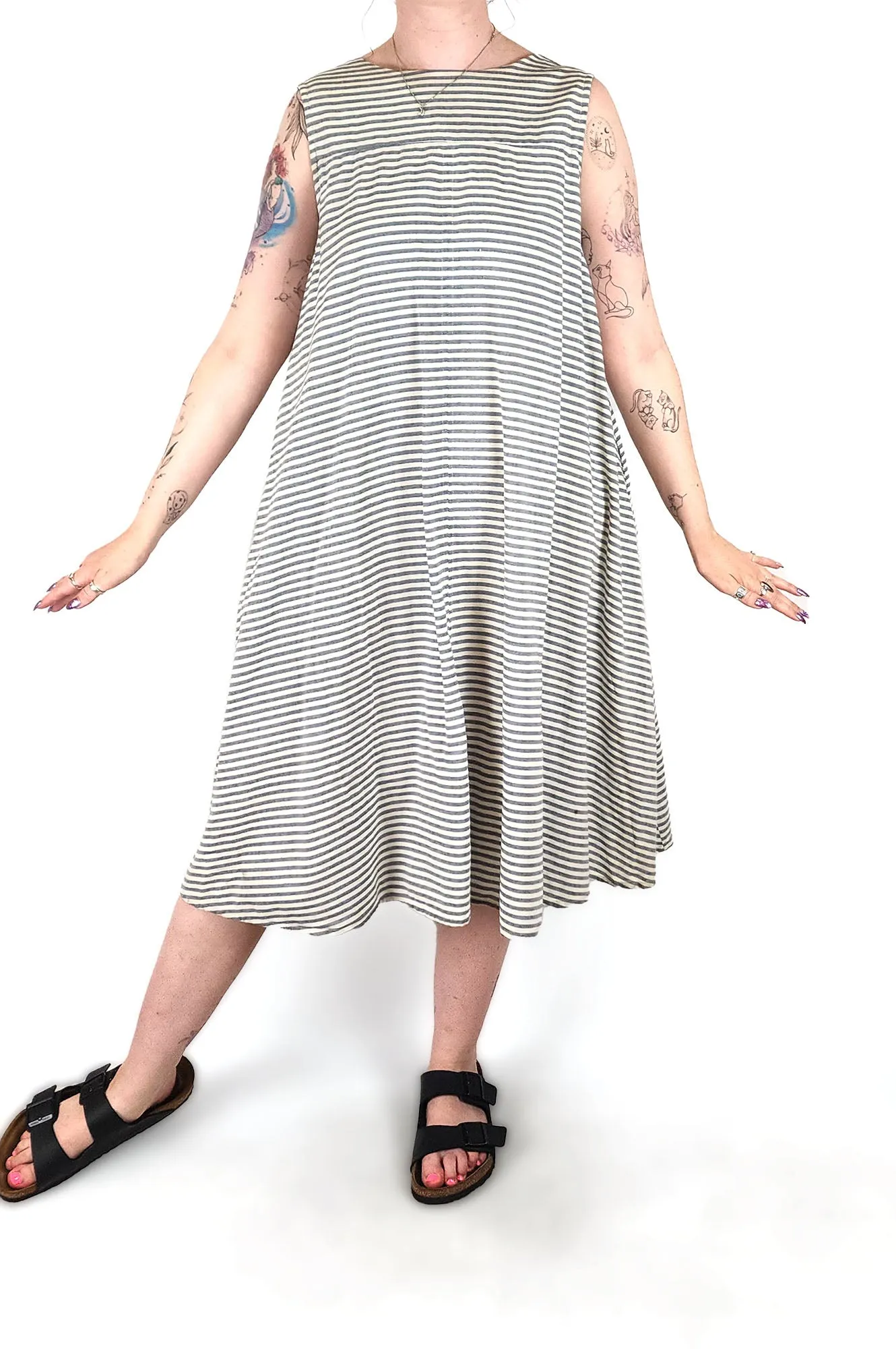 Kowtow blue striped dress size medium