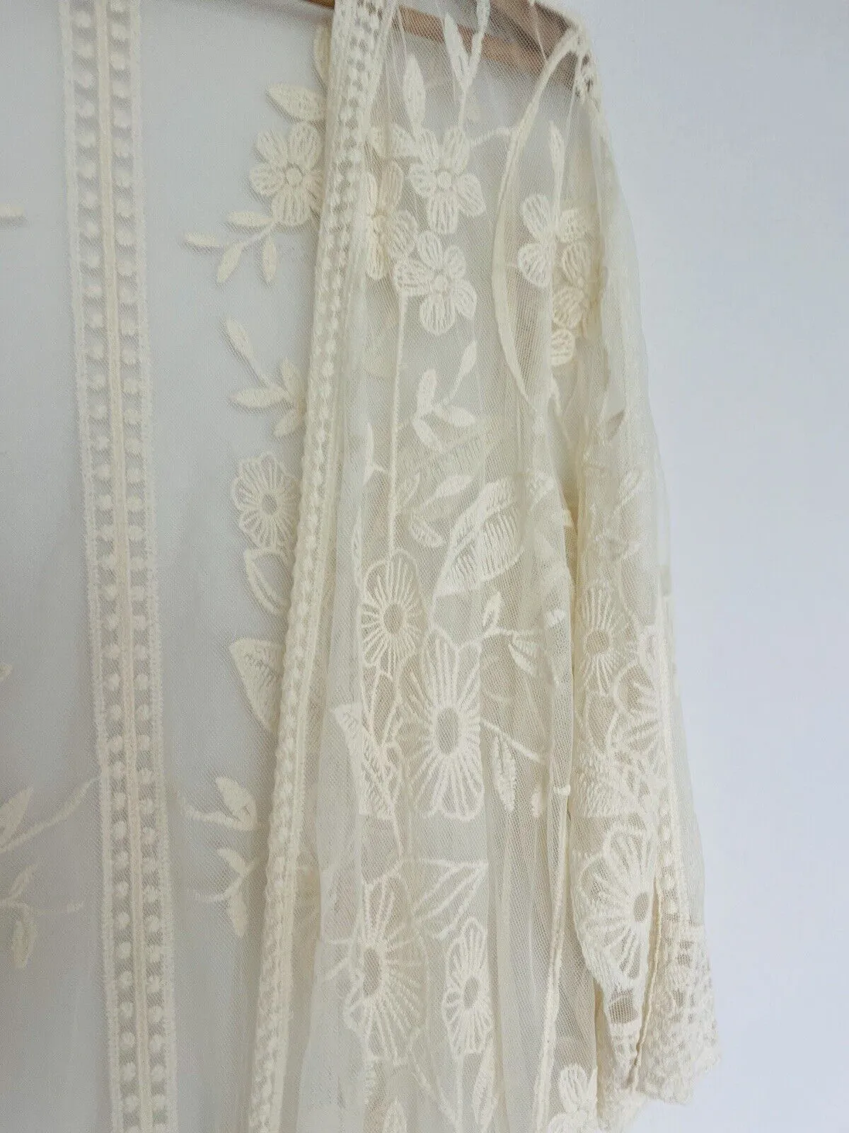 LANE BRYANT Cream Lace Overlay Kimono Cardigan Sz 14/16 Cover Up Boho Western