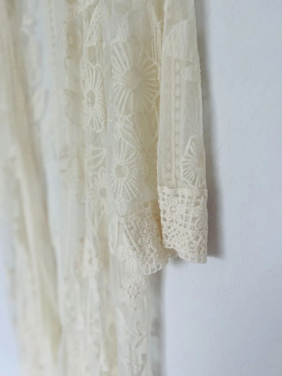 LANE BRYANT Cream Lace Overlay Kimono Cardigan Sz 14/16 Cover Up Boho Western