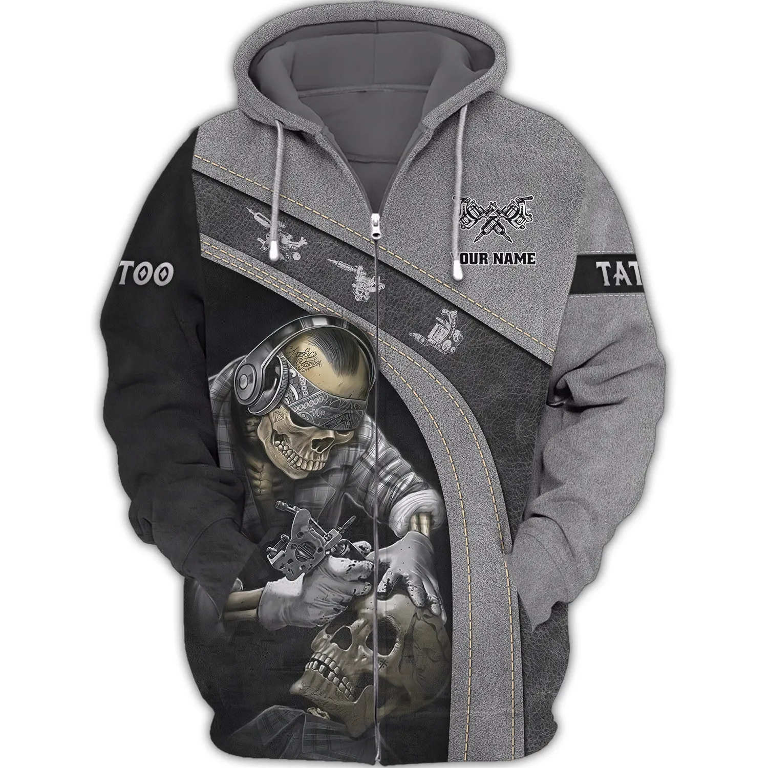 Latest Tattoo Artist Shop Personalized Name Zipper Hoodie, 3D Hoodie