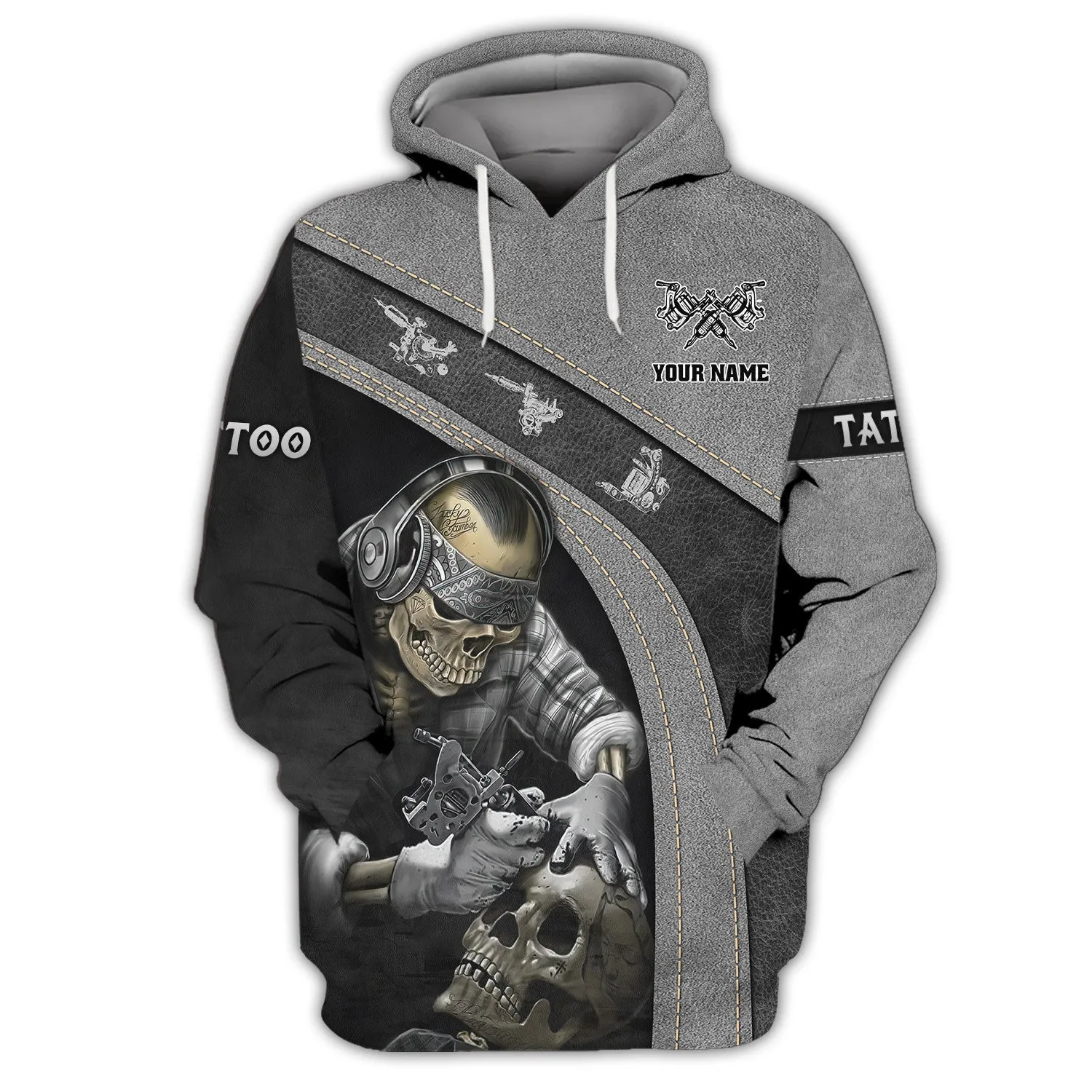 Latest Tattoo Artist Shop Personalized Name Zipper Hoodie, 3D Hoodie